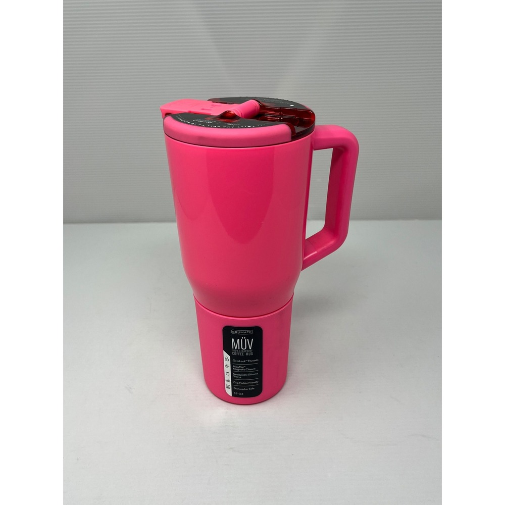 NEW BruMate MUV 35oz Leakproof Travel Coffee Mug Neon Pink Insulated Tumbler